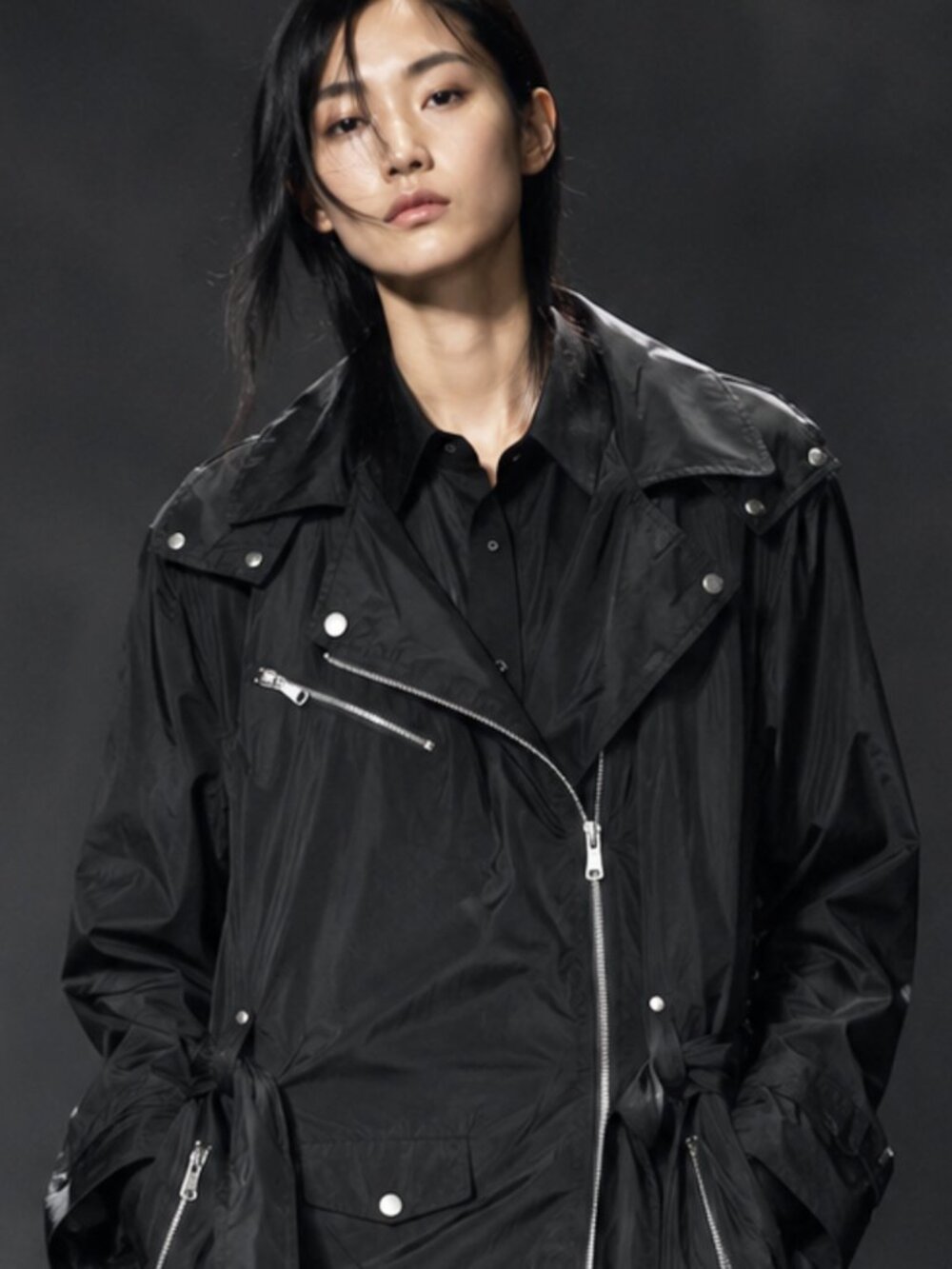 Anthropologie Avec Les Filles Academia Goth Grunge Black Hooded Trench Coat L